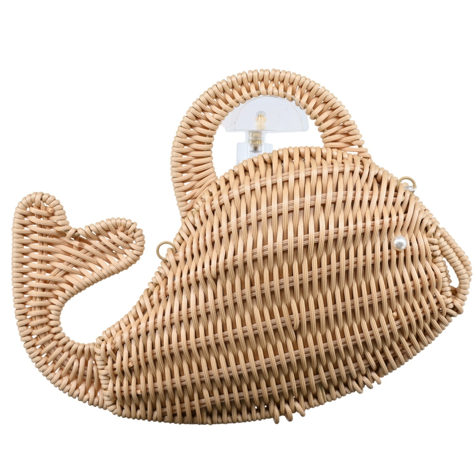 Nwt Tommy Bahama Fish Straw Purse Natural Wicker Crossbody Clutch Resort Bag